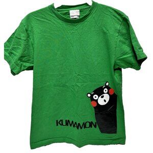 Kumamon Kids/Youth Medium T-Shirt Green And Black Bear Logo GUC M